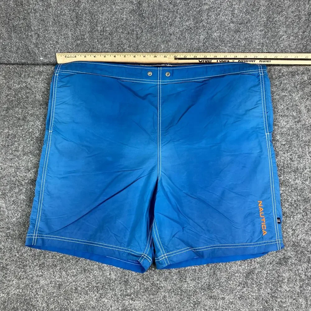 Nautica Swim Trunks Mens L‎ Blue Nylon Quick Dry Logo Board Shorts Beachwear